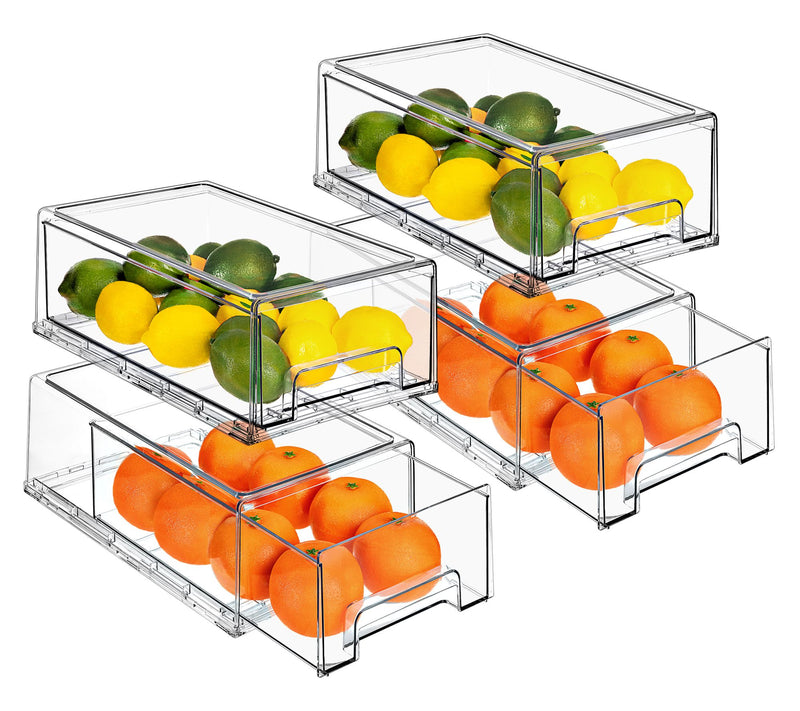 Sorbus 4-Pack Medium Clear Plastic Pull Out Drawer Organizers — Main view