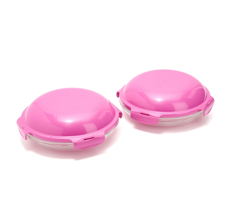 LocknLock Set of (2) 4-Cup Glass Plates w/ Domed Lids — View 11