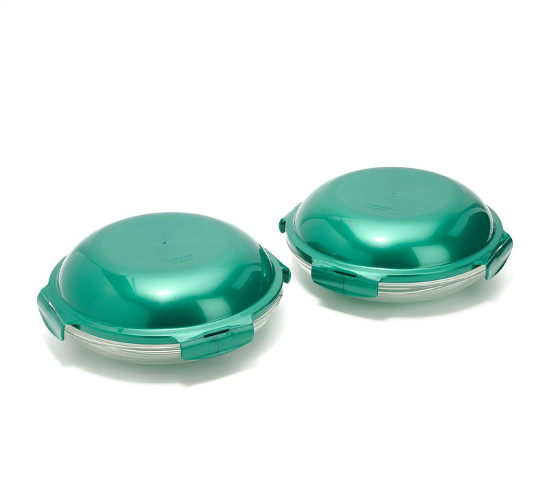 LocknLock Set of (2) 4-Cup Glass Plates w/ Domed Lids — View 13