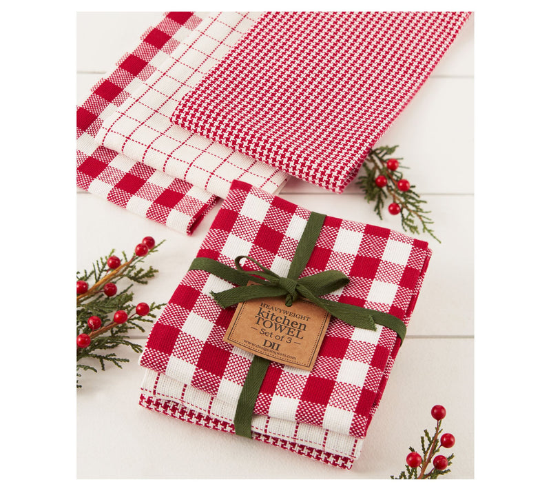 Design Imports Set 3 Holiday Checks HeavyweightKitchen Towels — View 4