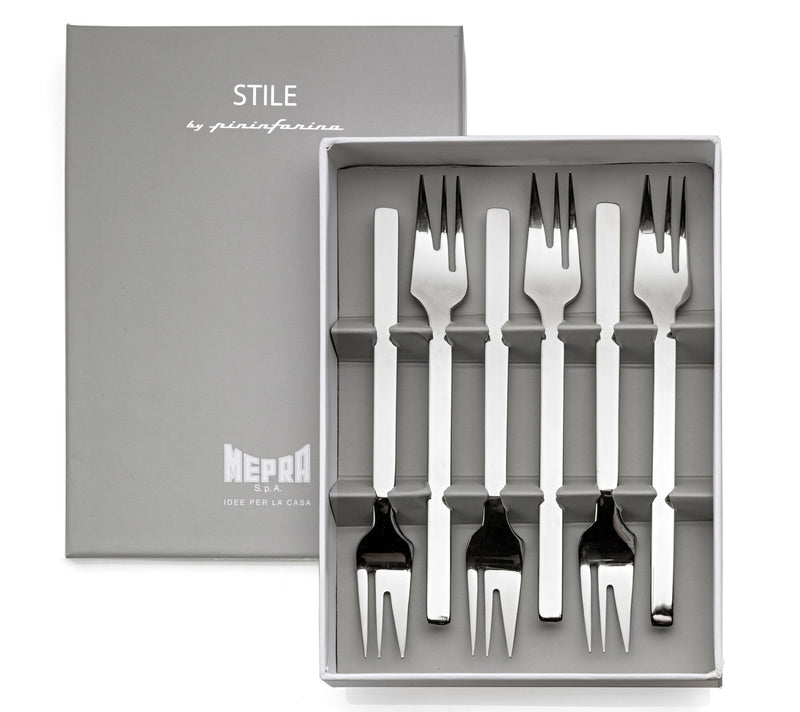 Mepra 6-Piece Stile By Pininfarina Cake Fork Set- Mirror — Main view