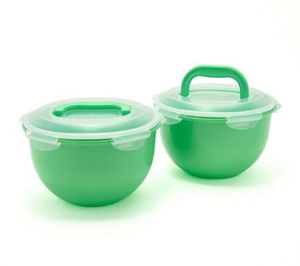 LocknLock S/(2) 17-Cup Colored Body Tulip Bowls w/ 2 Handle Lids