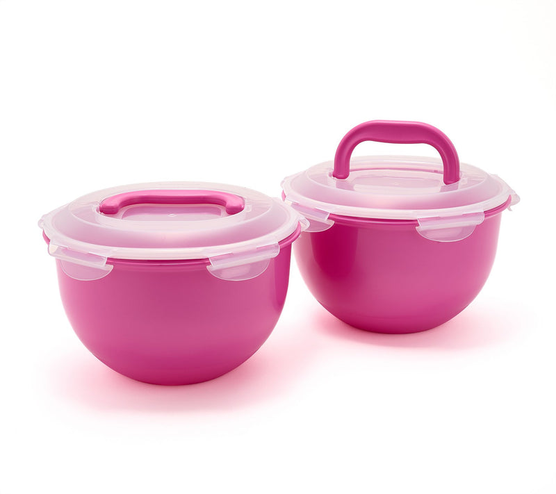LocknLock S/(2) 17-Cup Colored Body Tulip Bowls w/ 2 Handle Lids — View 18