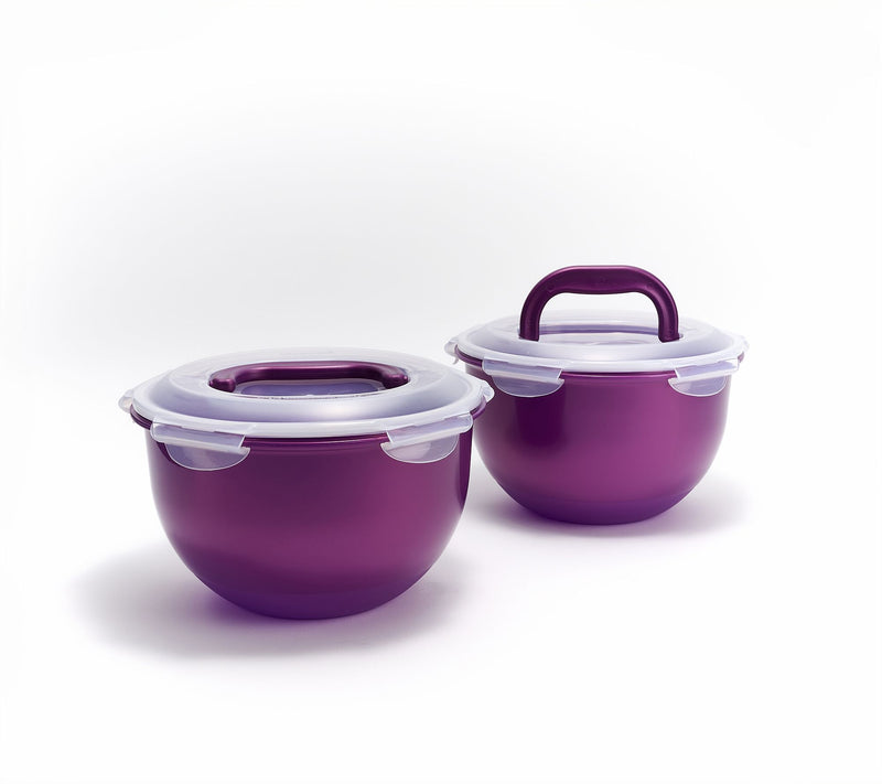 LocknLock S/(2) 17-Cup Colored Body Tulip Bowls w/ 2 Handle Lids — View 9