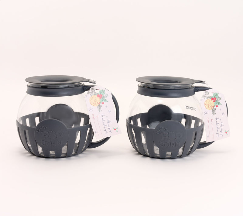 Prepology S/2 Glass Microwave Popcorn Makers w/ Gift Tags — View 8