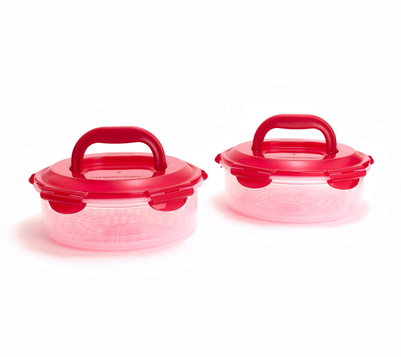 LocknLock Set of 2 8" Mini Pie Carriers w/ Handle Lids — View 15