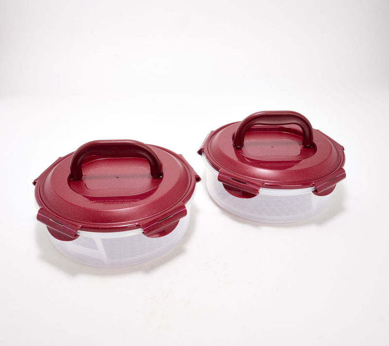 LocknLock Set of 2 8" Mini Pie Carriers w/ Handle Lids — View 6