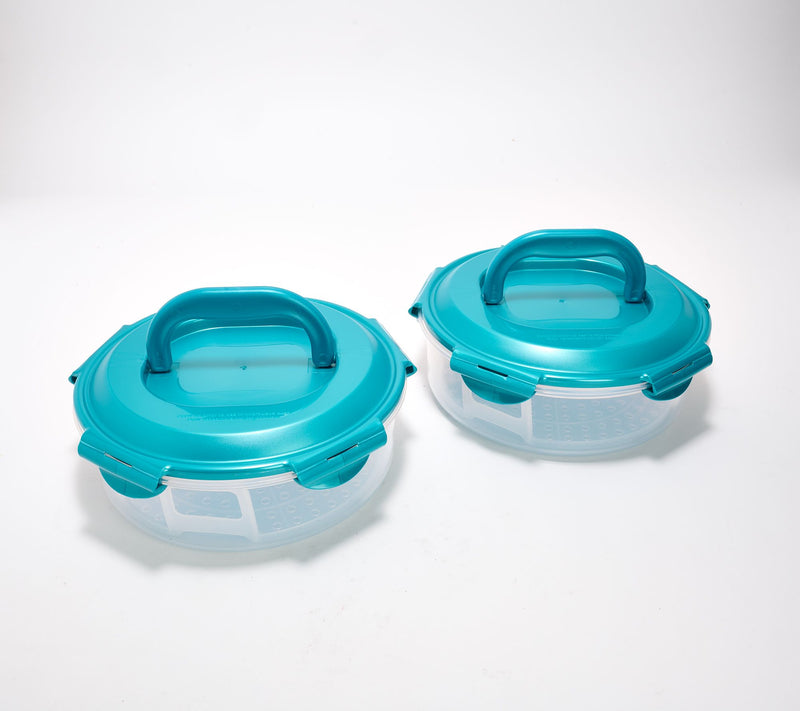 LocknLock Set of 2 8" Mini Pie Carriers w/ Handle Lids — View 14