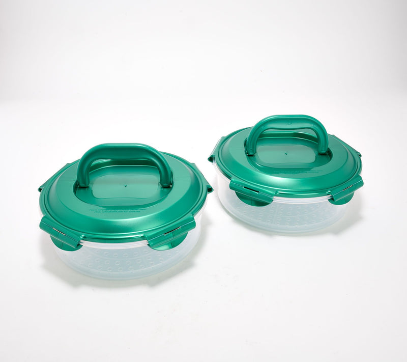 LocknLock Set of 2 8" Mini Pie Carriers w/ Handle Lids — View 10