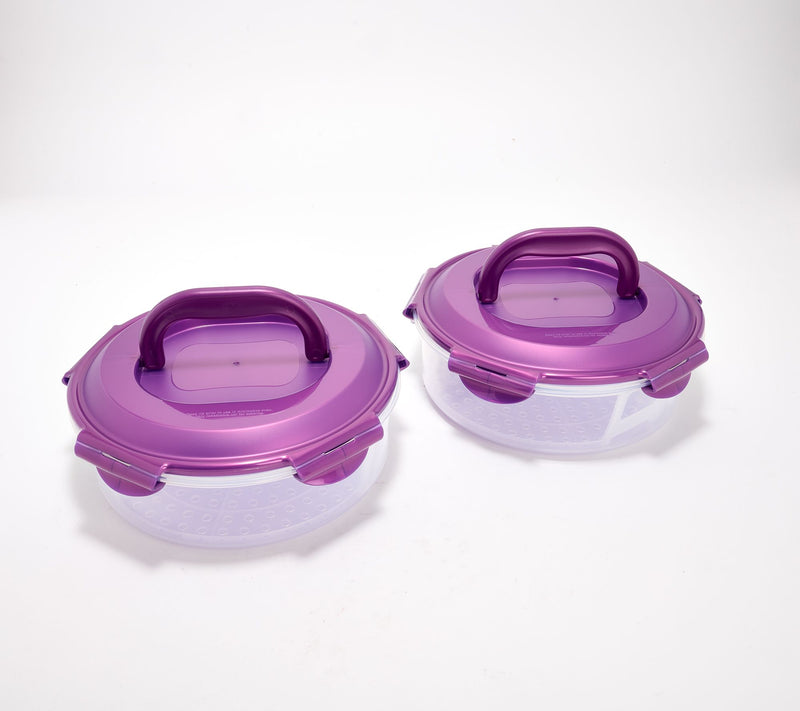 LocknLock Set of 2 8" Mini Pie Carriers w/ Handle Lids — View 12