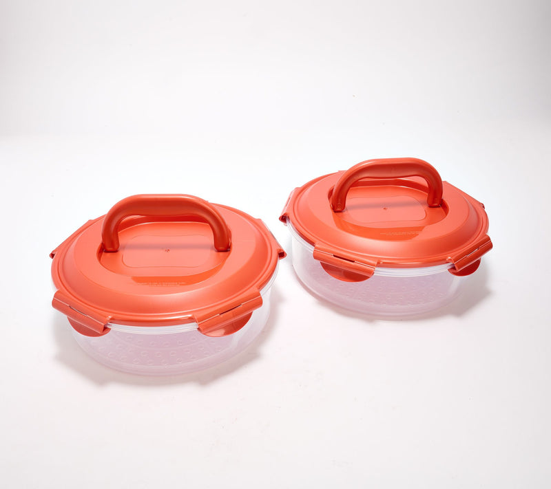 LocknLock Set of 2 8" Mini Pie Carriers w/ Handle Lids — View 4