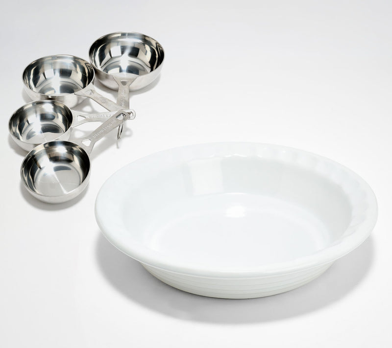 Le Creuset Classic 9" Pie Dish w/ 4pc Batch Measuring Cups — View 9