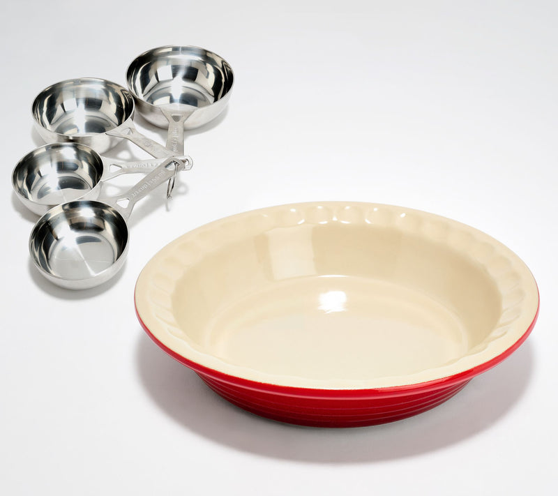 Le Creuset Classic 9" Pie Dish w/ 4pc Batch Measuring Cups — View 3