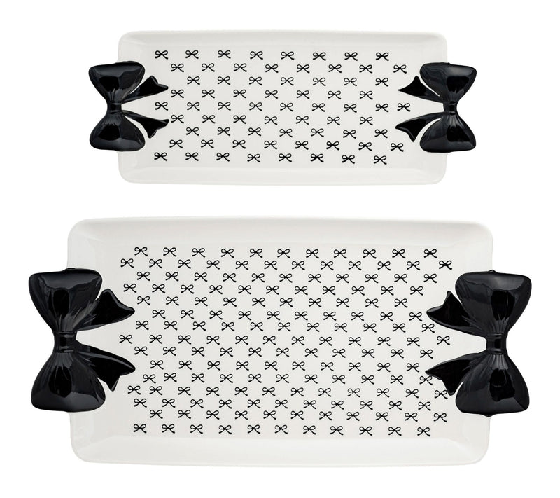 10 Strawberry Street Set of 2 Black Bow Serving Tray — Main view