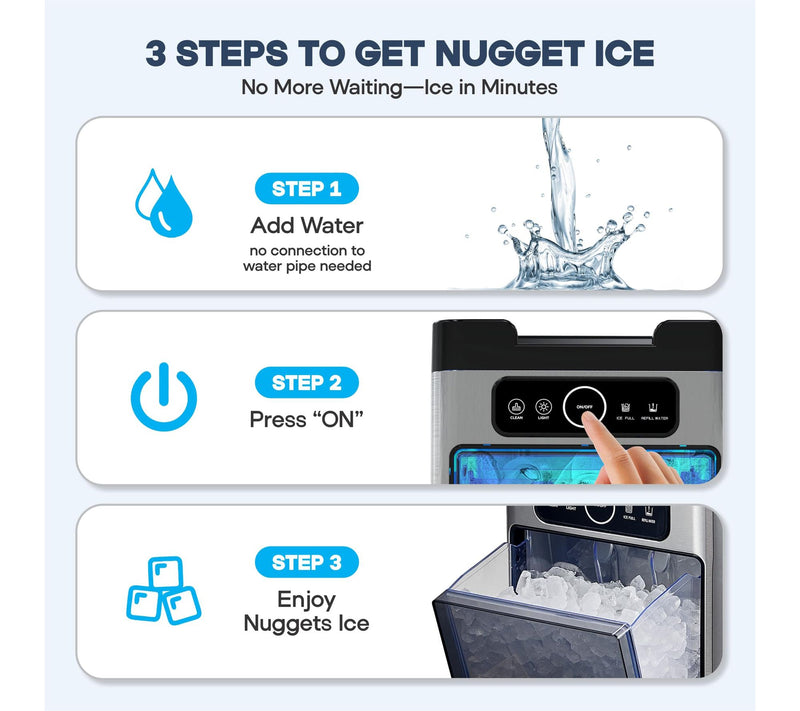 Impecca Countertop Self Cleaning 35lb Soft Nugget Ice Maker — View 6