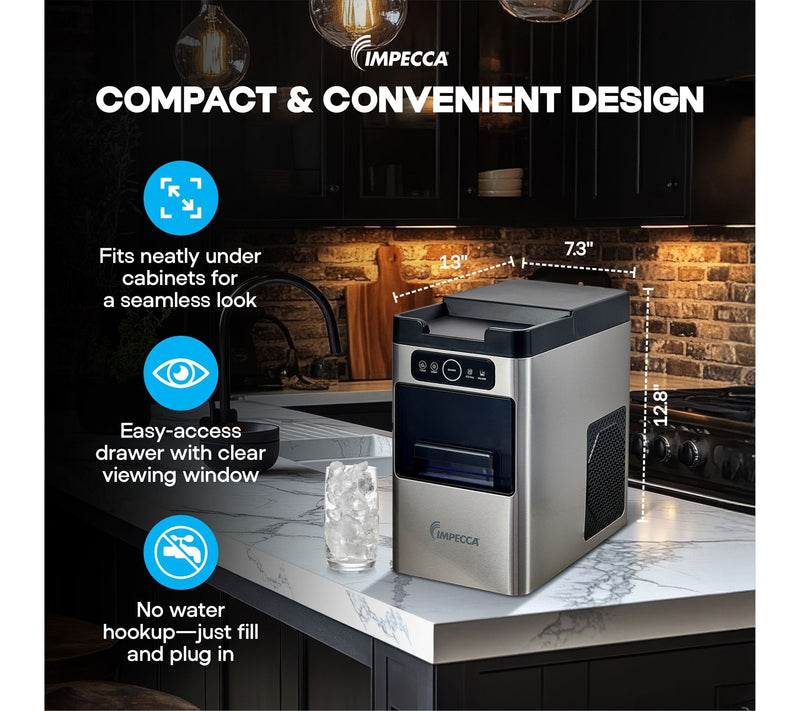 Impecca Countertop Self Cleaning 35lb Soft Nugget Ice Maker — View 7