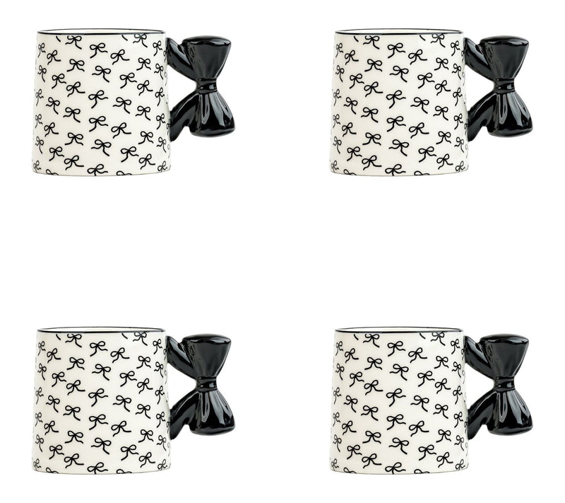 10 Strawberry Street Set of 4 Black Bow Mugs — View 5