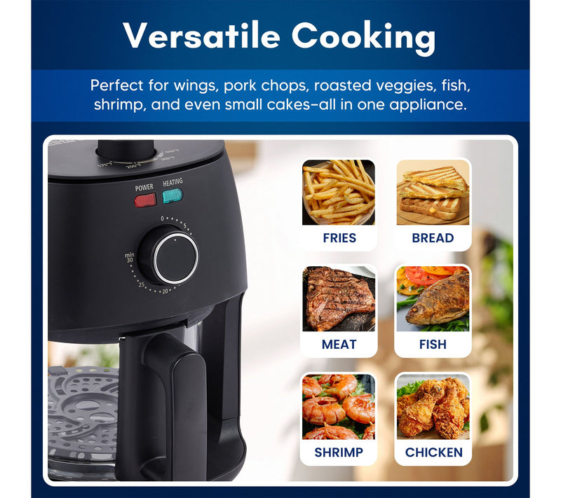 Elite Cuisine 2.3L Glass Air Fryer w/ Ceralastr Fry Rack — View 5
