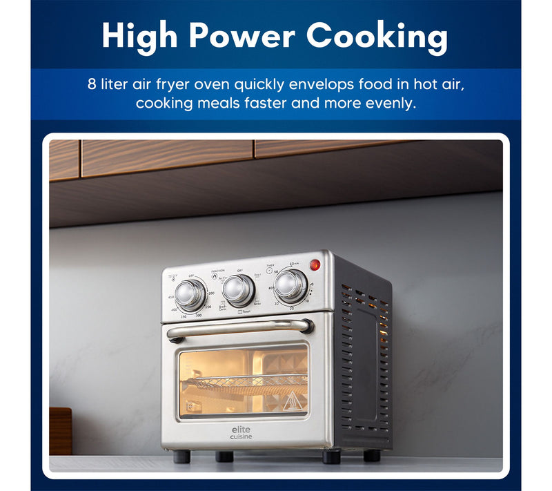Elite Cuisine 8L Air Fryer Convection Toaster Oven w/ Broiler — View 3
