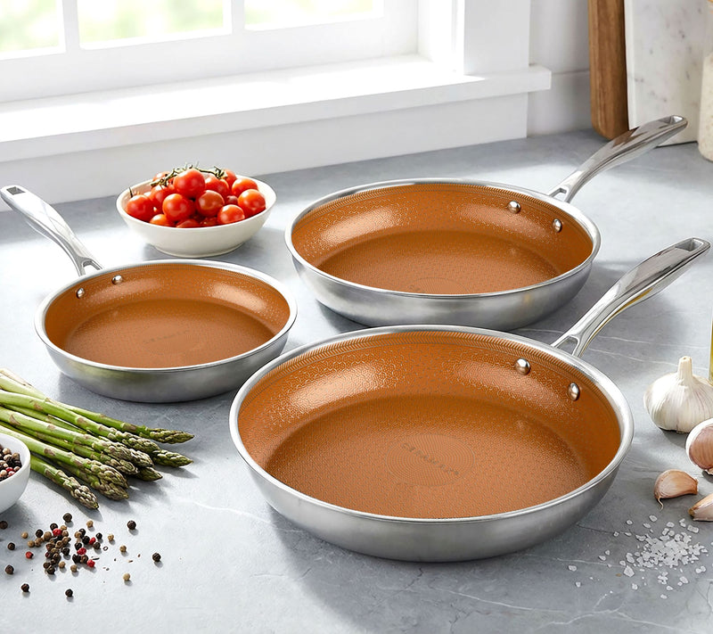 Ceramax 3 Piece Frying Pan Set with Ceramic Etched Design — View 5