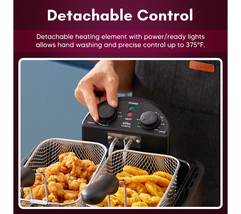 Elite Cuisine 4.5Qt Electric Deep Fryer with Dual Basket — View 6