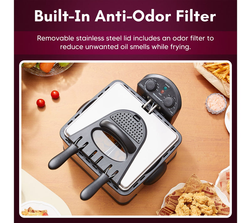 Elite Cuisine 4.5Qt Electric Deep Fryer with Dual Basket — View 5
