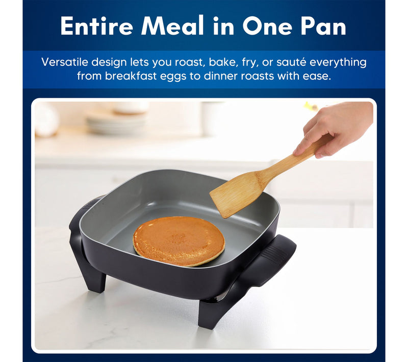 Elite Cuisine 12" x 12" Electric Skillet- Ceralast Ceramic — View 3