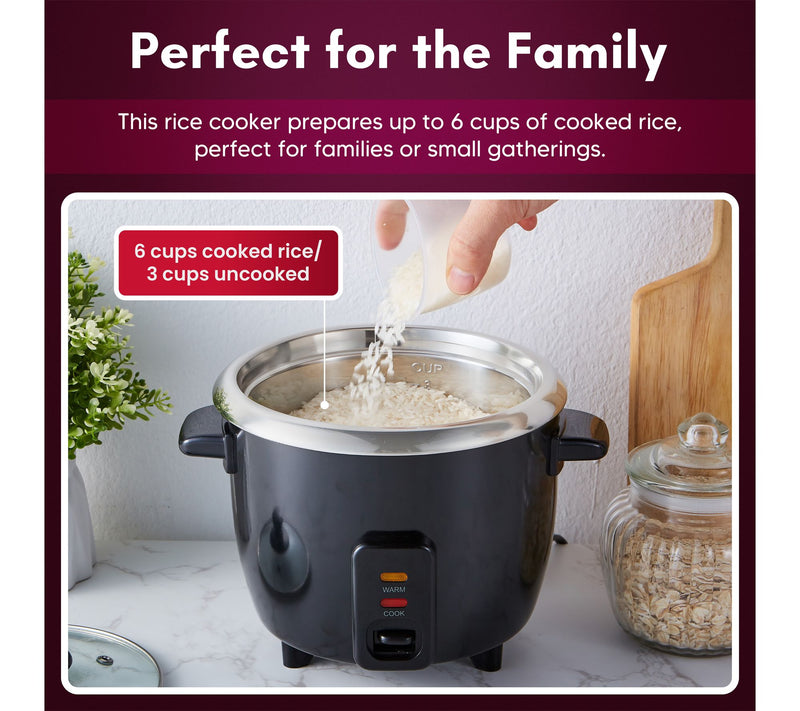 Elite Cuisine 6-cup Rice Cooker w/ Glass Lid — View 5