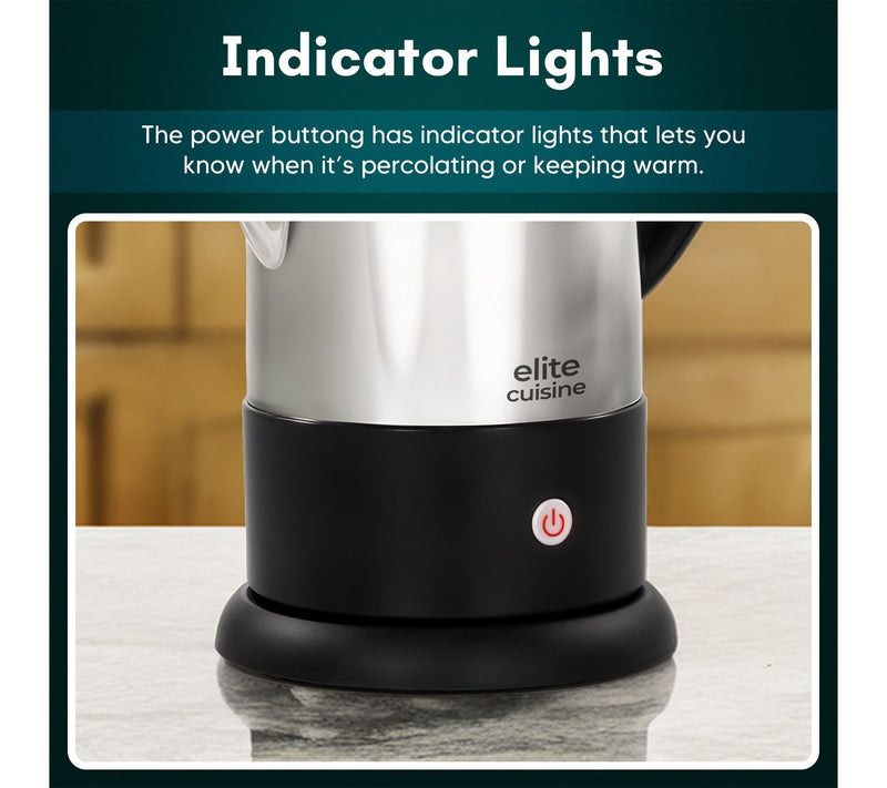 Elite Cuisine 12-Cup Electric Coffee Percolator — View 3