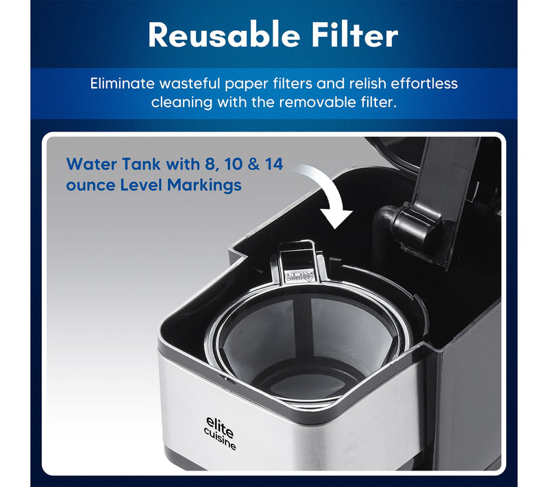 Elite Cuisine Personal Coffee Maker w/ SS Travel Mug — View 2