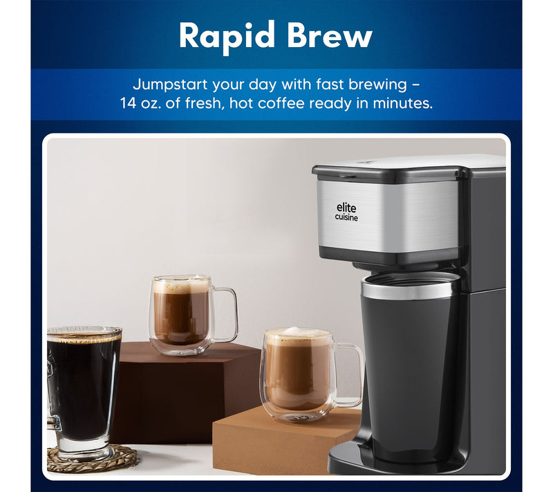Elite Cuisine Personal Coffee Maker w/ SS Travel Mug — View 4