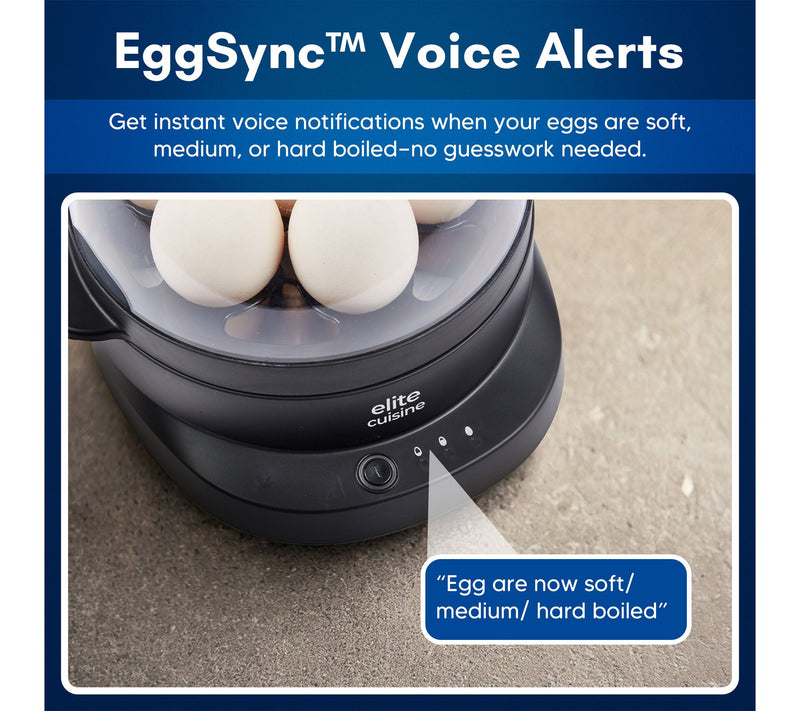 Elite Cuisine 7-Egg Cooker EGGSYNC w/ Voice Alerts — View 5