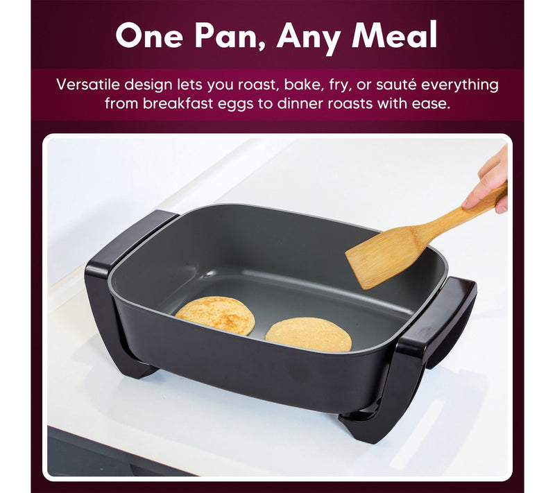 Elite Cuisine 15" x 12" Electric Skillet Ceralast — View 3
