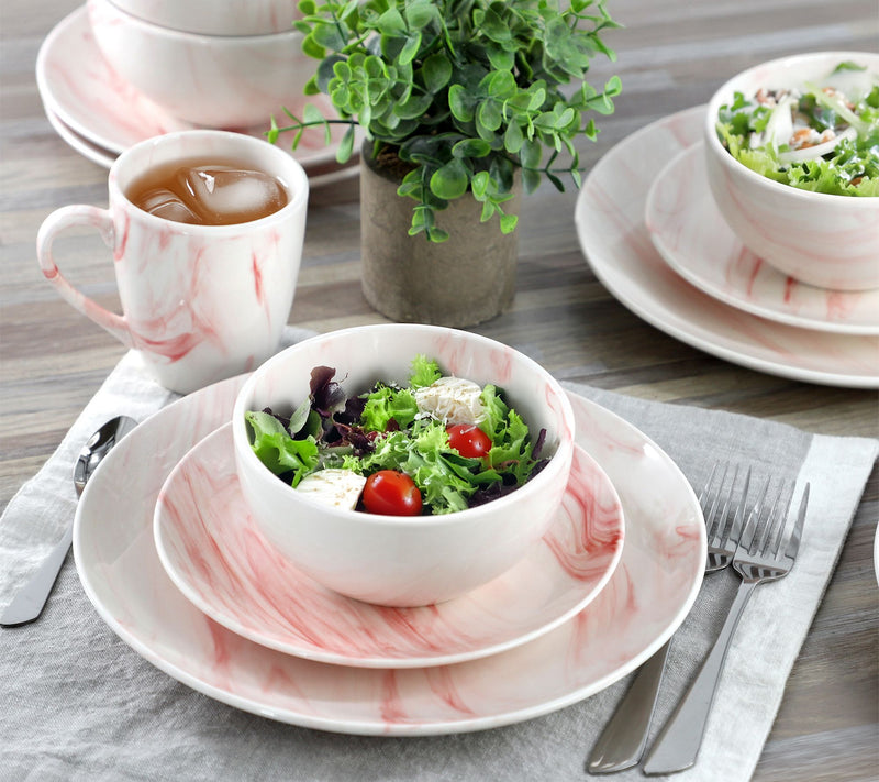 Elama Fine Marble Porcelain Dinnerware Set, 16Piece — View 9