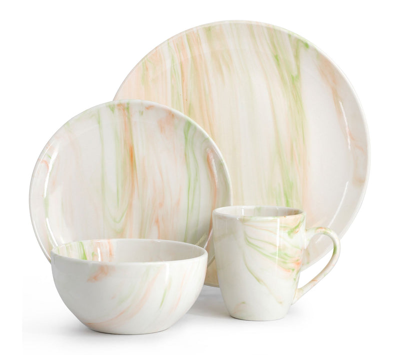 Elama Fine Marble Porcelain Dinnerware Set, 16Piece — View 11