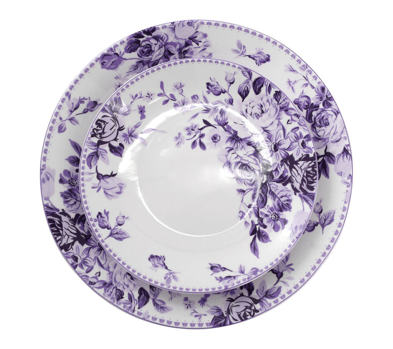 Elama Traditional Rose 16 Piece Stoneware Dinnerware Set — View 4