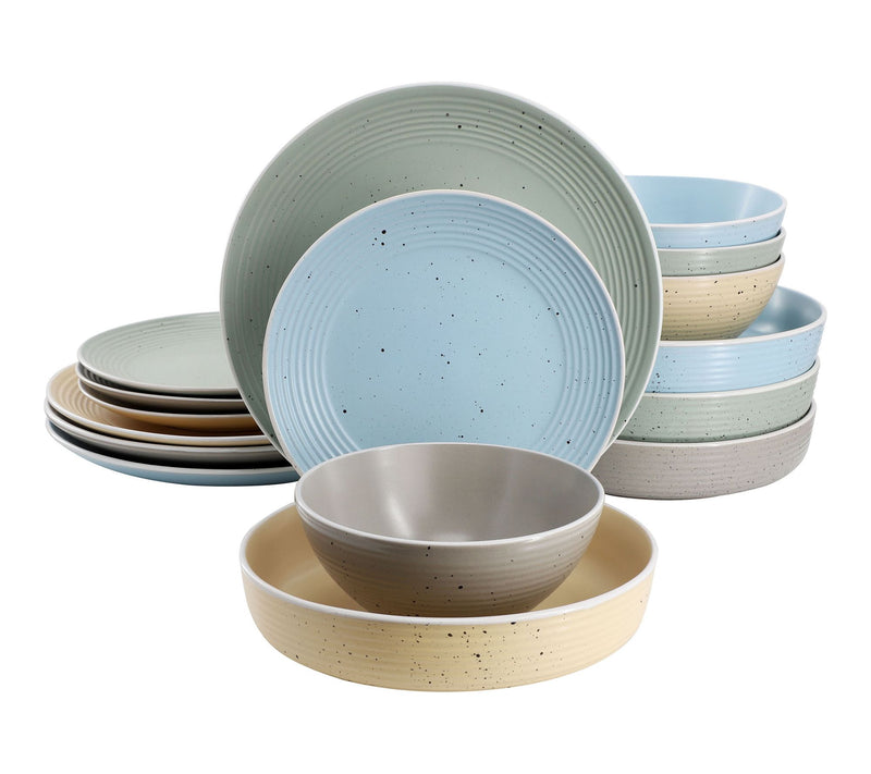 Elama Emilia 16 Piece Assorted Double Bowl Dinnerware Set — View 10