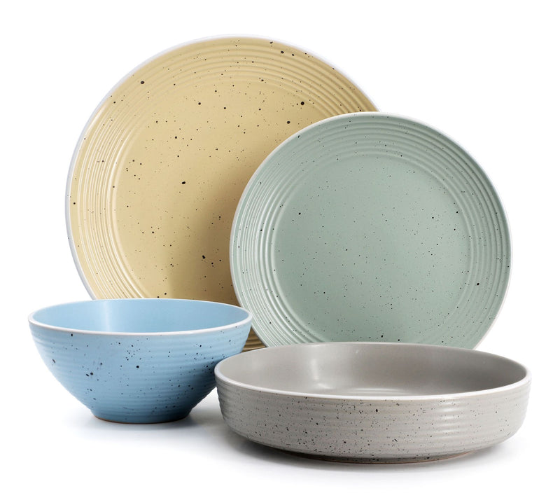 Elama Emilia 16 Piece Assorted Double Bowl Dinnerware Set — View 2