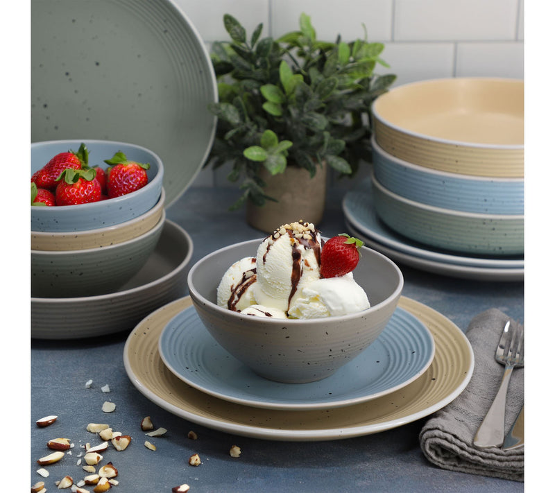 Elama Emilia 16 Piece Assorted Double Bowl Dinnerware Set — View 8
