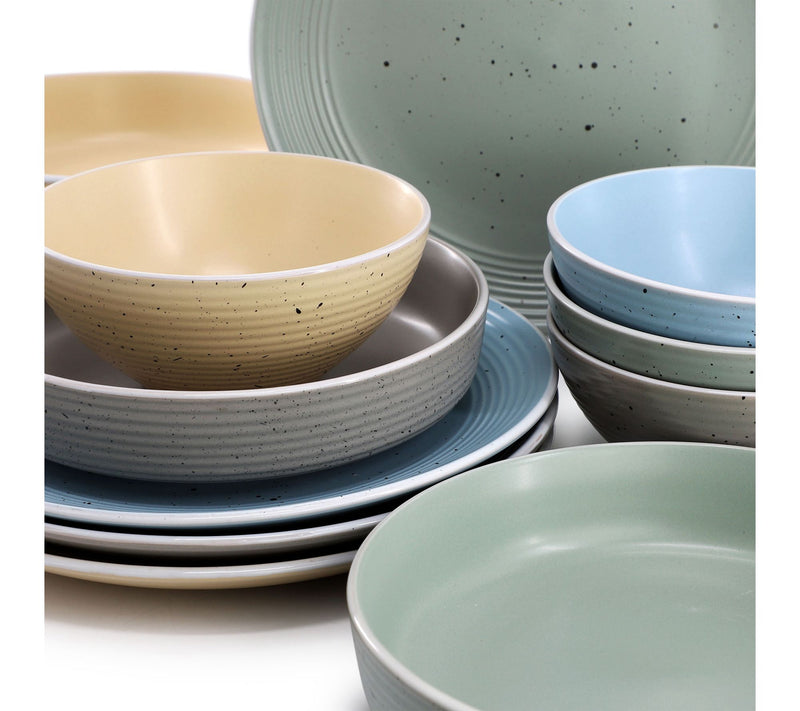 Elama Emilia 16 Piece Assorted Double Bowl Dinnerware Set — View 6