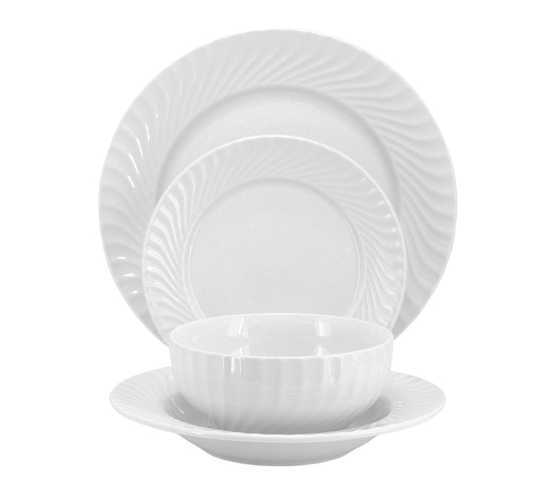 Elama Julia 16 Piece Scalloped Double Bowl Dinnerware Set — View 2