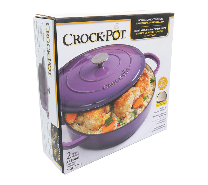 Crock-Pot Artisan 2pc 5qt Enameled  Braiser with Lid Lavender — View 5