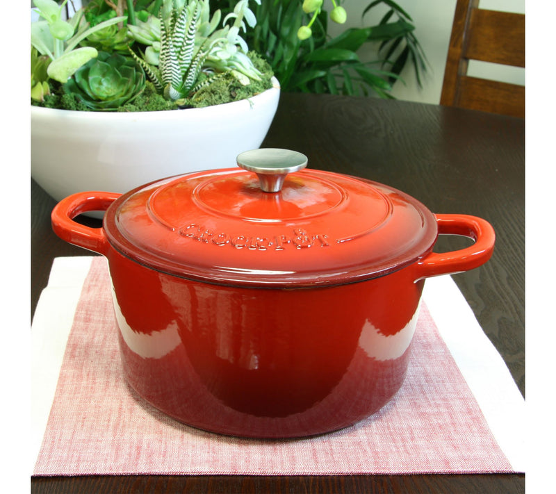 Crock Pot 5qt Round Enameled Cast Iron Dutch Oven Scarlet — View 2