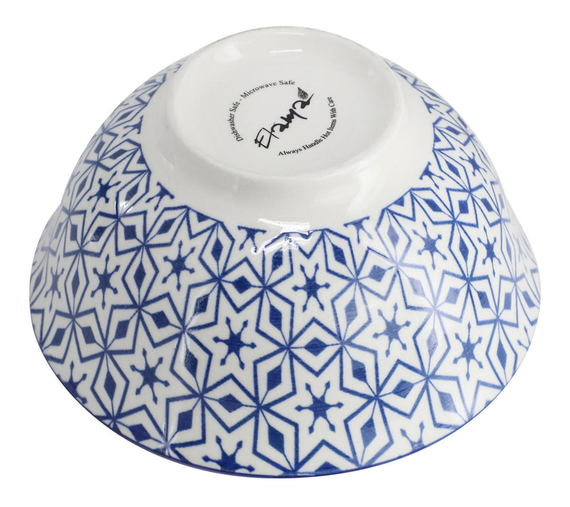 Elama Moxy 6pc Assorted 20oz Porcelain Footed Bowl Set in Blue — View 5