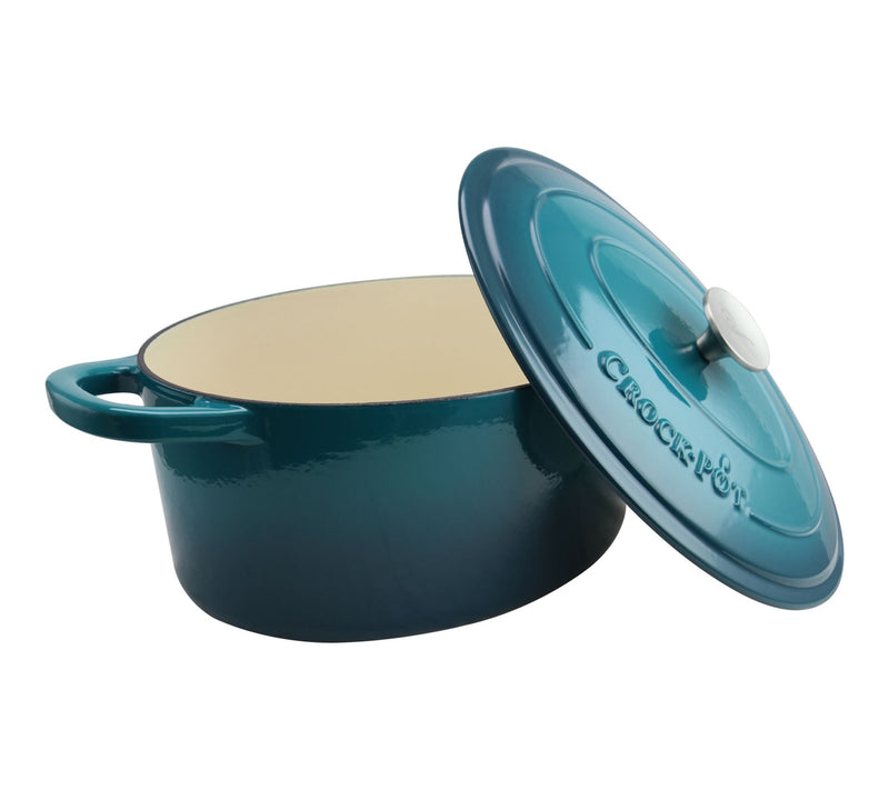 Crock Pot Artisan 7qt Enameled Cast Iron Oval Dutch Oven Teal — View 6