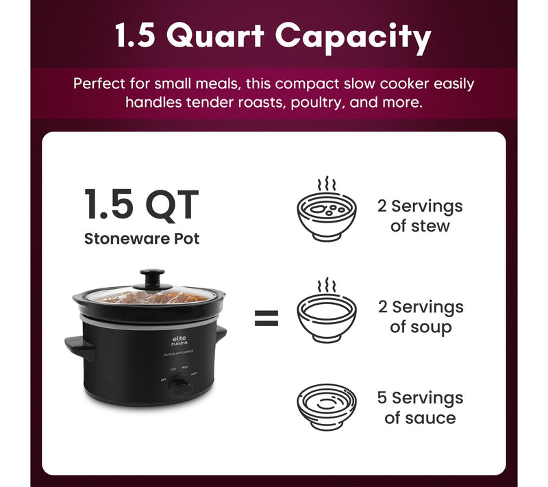 Elite Cuisine 1.5Qt. Mini Slow Cooker — View 6