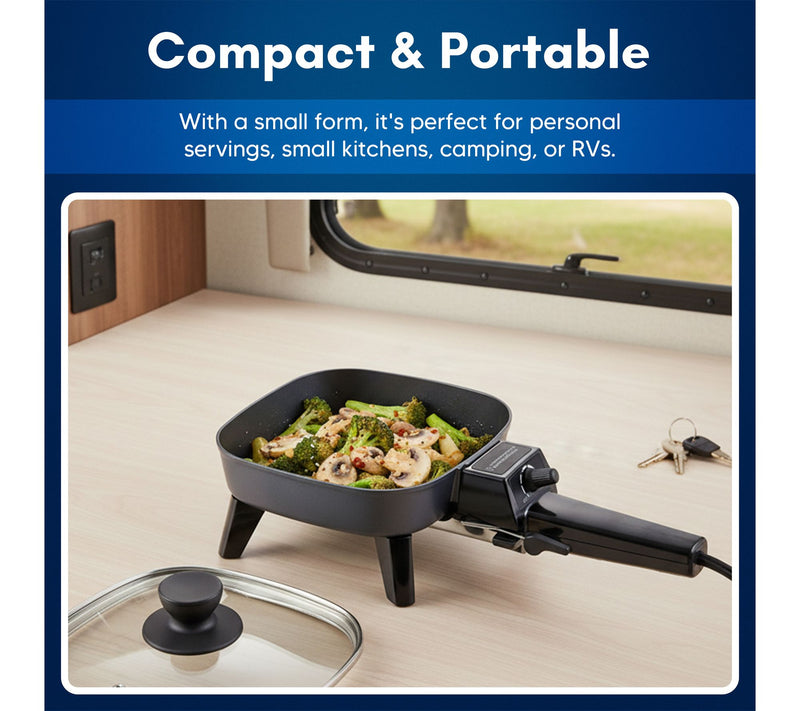 Elite Cuisine 7" Portable Electric Skillet, Remvable Handle — View 6