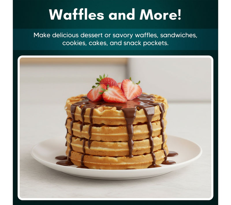 Elite Cuisine Mini Waffle Snack Maker, 300W, Mint — View 6