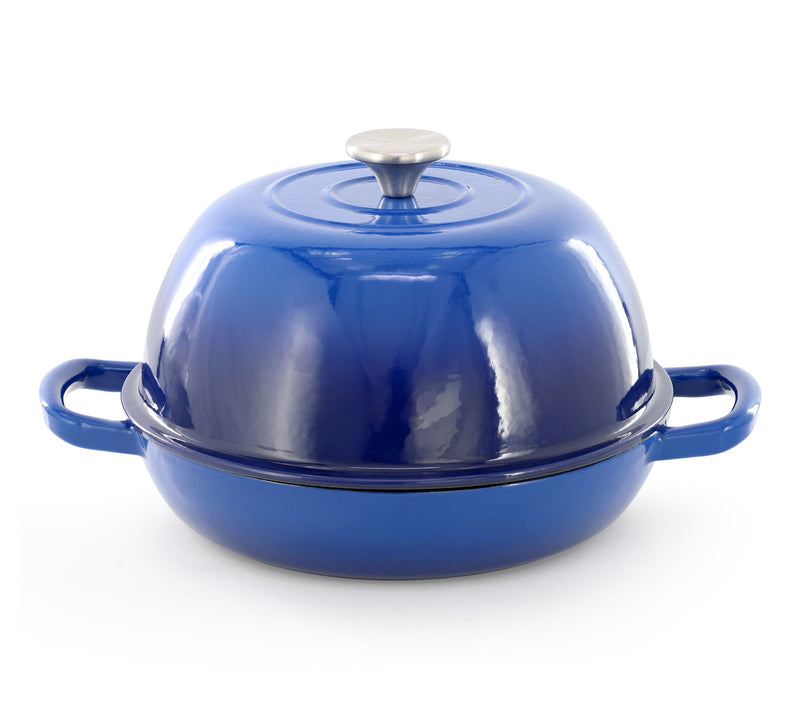 MegaChef 6qt Enameled Cast Iron Bread Pot Bluewith Baking Mat — View 3