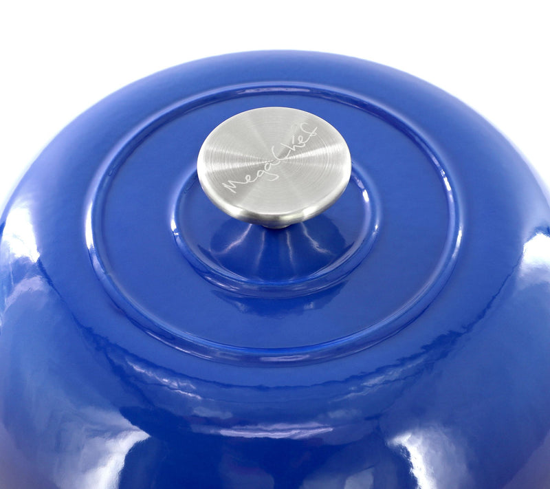 MegaChef 6qt Enameled Cast Iron Bread Pot Bluewith Baking Mat — View 5